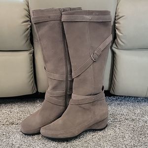 Me Too Taupe Leather Suede Tall Boots - Size 9.5